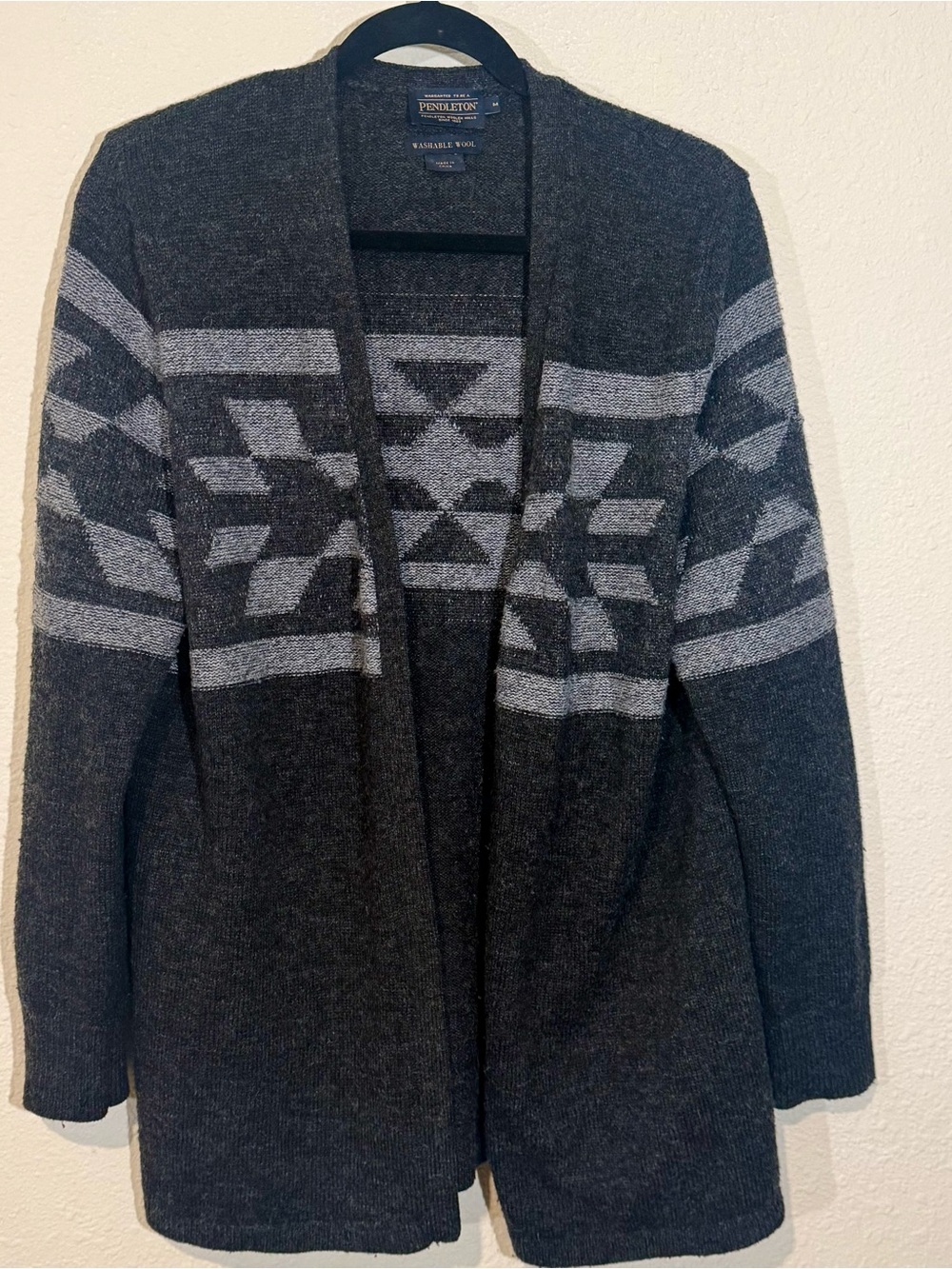 Pendleton Wool Gray Open-Front Cardigan Sweater
